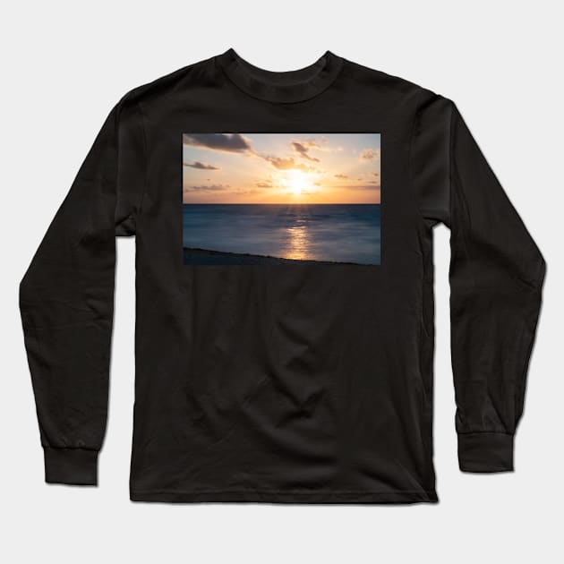 Beautiful Golden Cancun Sunrise Cancun Mexico Long Sleeve T-Shirt by WayneOxfordPh